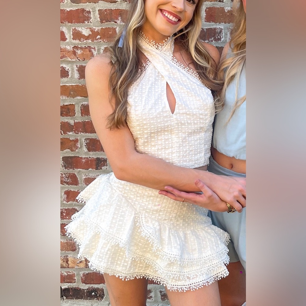 White lace halter set